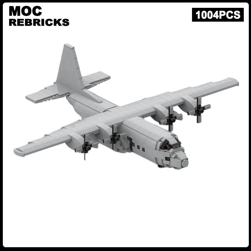 

MOC Military Transport aircraft C-130 Hercules Mini-Scale Building Blocks Assembly Model Bricks Display Creative Children Toys