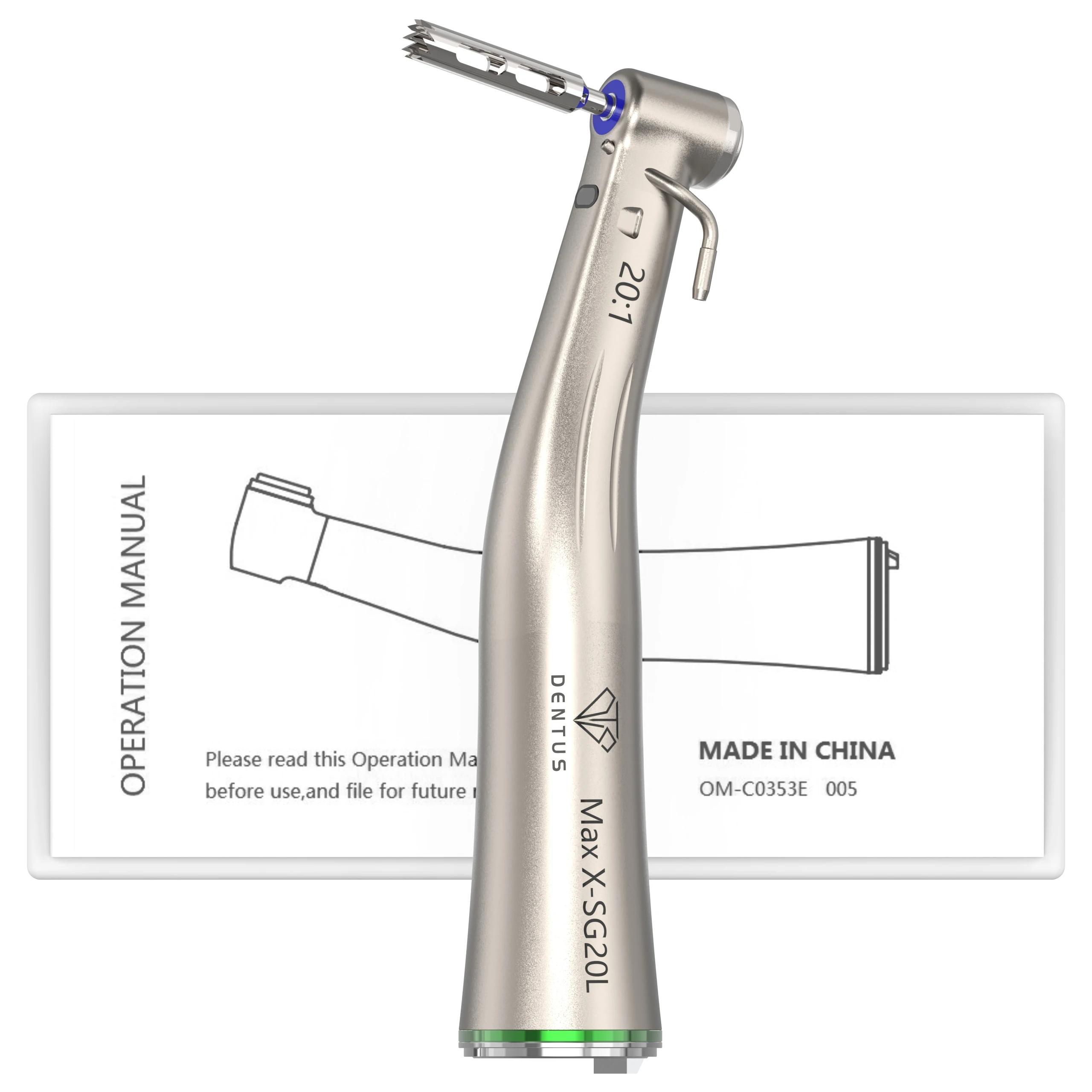 

Dental 20:1 Implant Handpiec With LED Low Speed Handpiece Green Ring Fiber Optic Contra Angle Dentistry SG20L Dental Materials