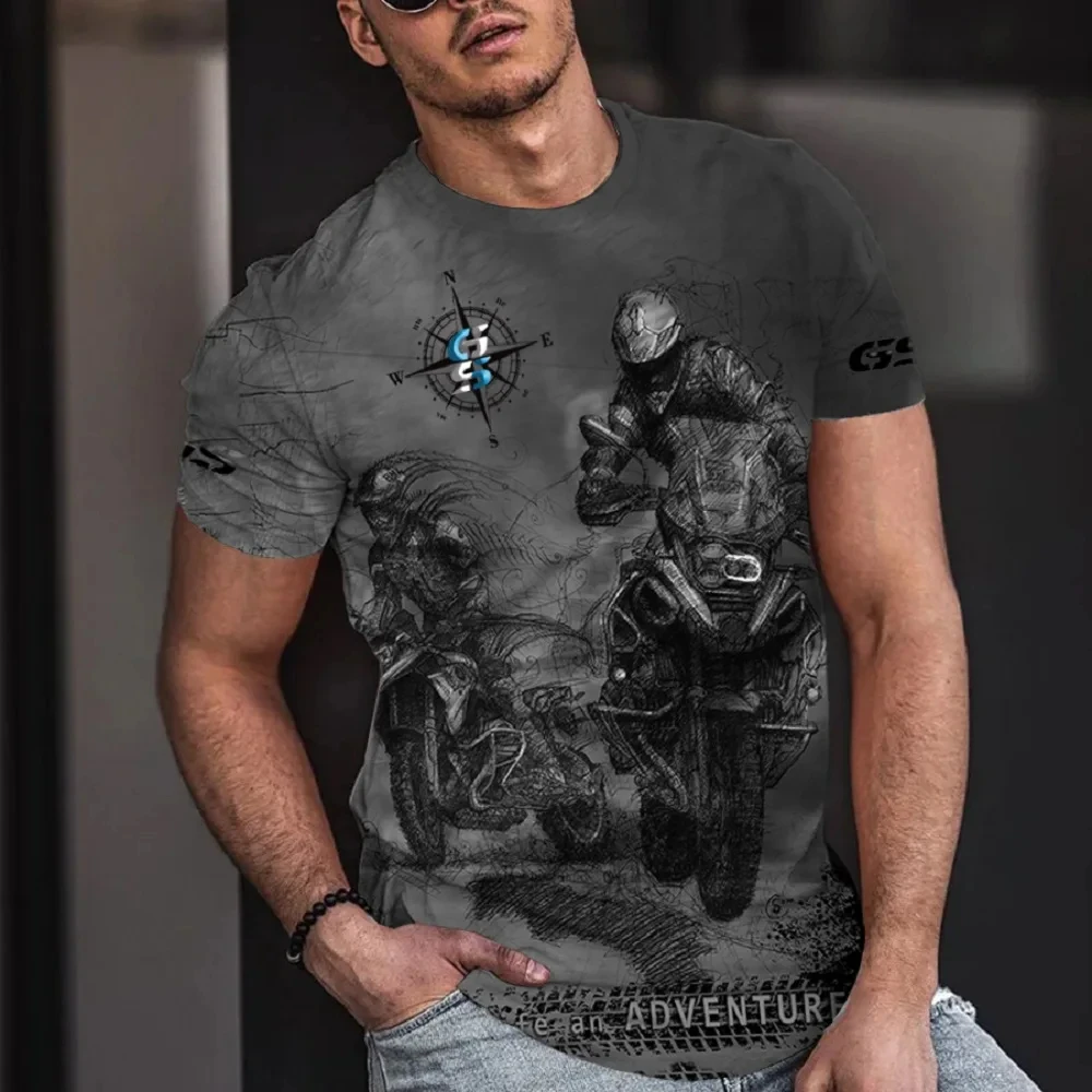 2024 casual motorcycle T-shirt, men's short sleeved fashionable summer new item, GS 1200R style T-shirt for men and women