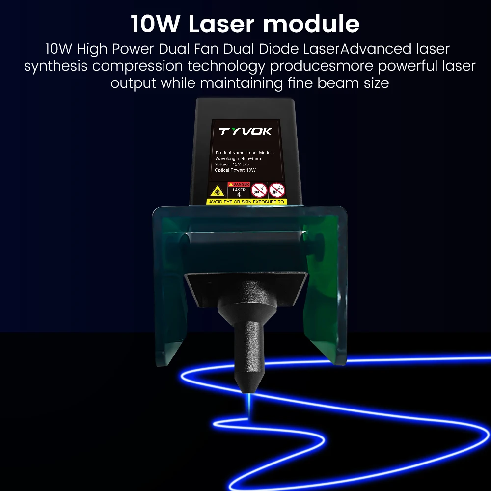 TYVOK 5W Testa Laser 450nm TTL/PWM Luce Blu per Incisore Legno Taglio CNC FAI DA TE 5W Incisore Laser Testa Strumenti 10W Modulo Laser