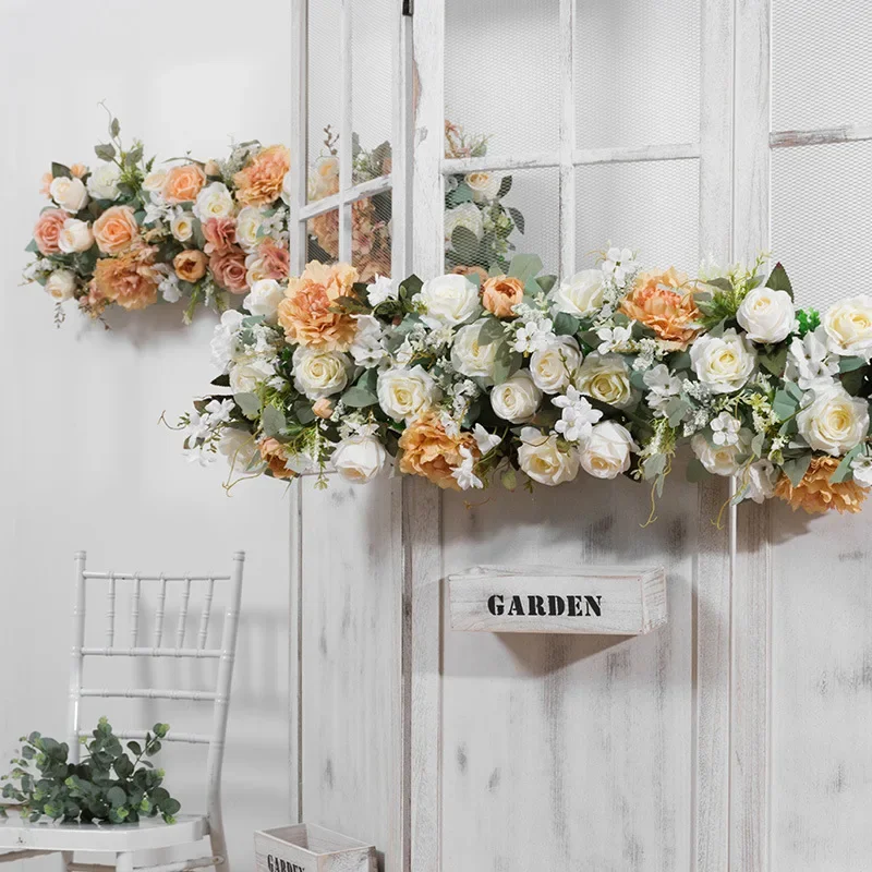 100CM Artificial Flower Row Wedding Background Welcome Area Decoration Hanging Flower Arch Showcase Door Decoration Flower Wall