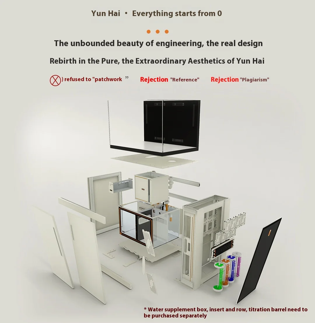 TLF TR Seri Ultra-Thin Overflow Ultra-White Glass Aquarium 50w Solid Wood Cinet Coral Eco-Friendly Marine Fish Speci 220v