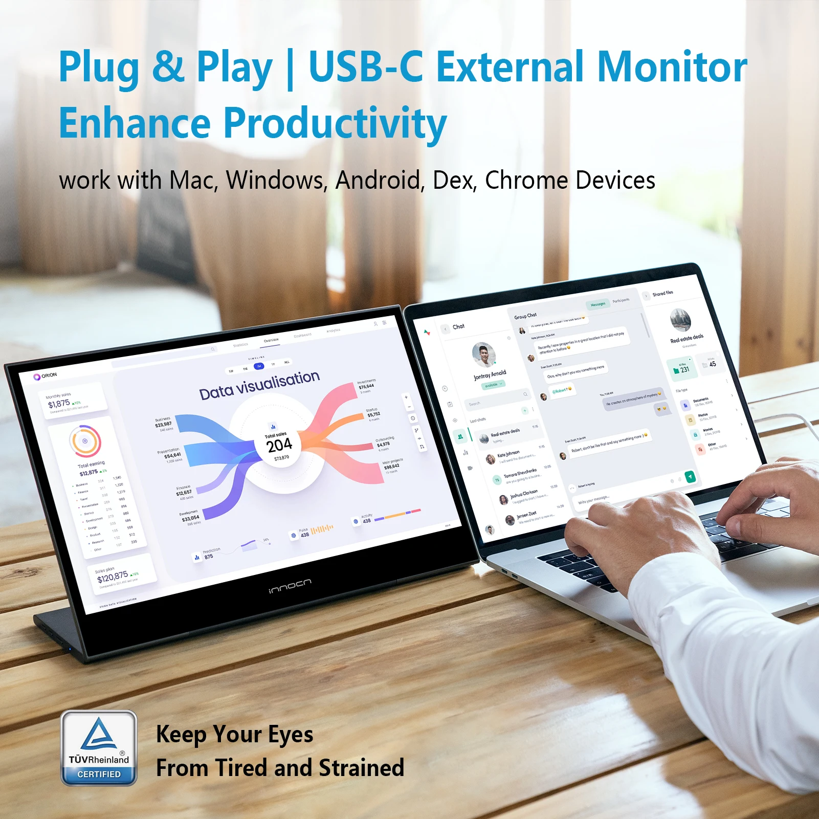INNOCN 15.6 inch Portable Monitor Touchscreen | 1080P | HDMI, USB C HDMI | for MacBook, Windows, Tablets, Android, Chrome, PS4,