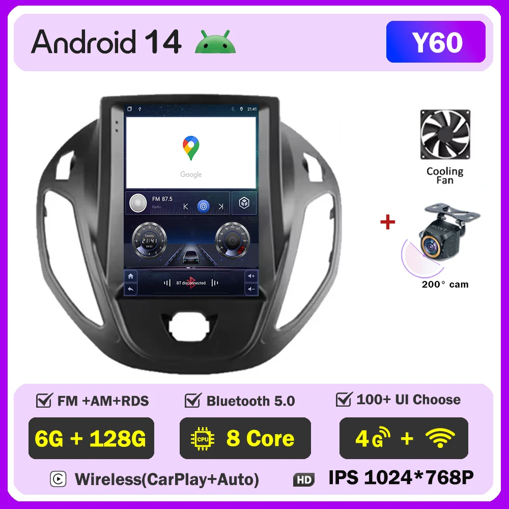 Android Auto Radio Voor Ford B-Max Transit Courier Tourneo 2012-2018 Carplay Navigatie GPS Carplay Multimedia Speler Geen 2din