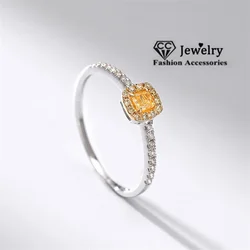 CC Yellow Stone Rings For Women Girl Silver Color Fashion Jewelry Cute Accessories Wedding Party Little Bague CC1576