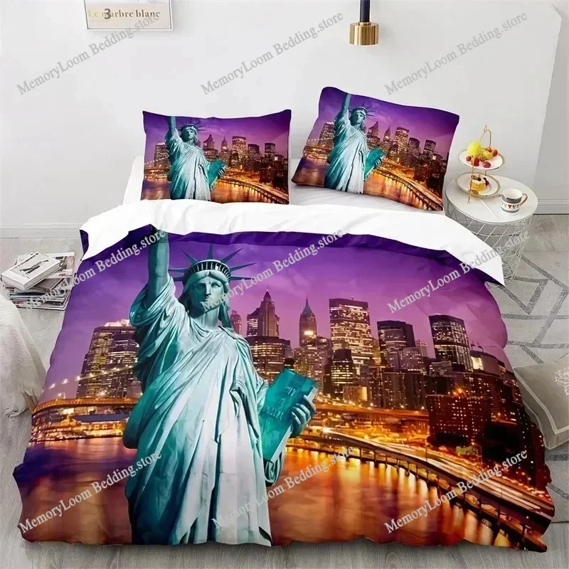 Art Style Unique Statue of Liberty Bedding Set Queen/King Size Duvet Cover Comforter Soft Bed Sheet Set Home Decor Luxury Gift