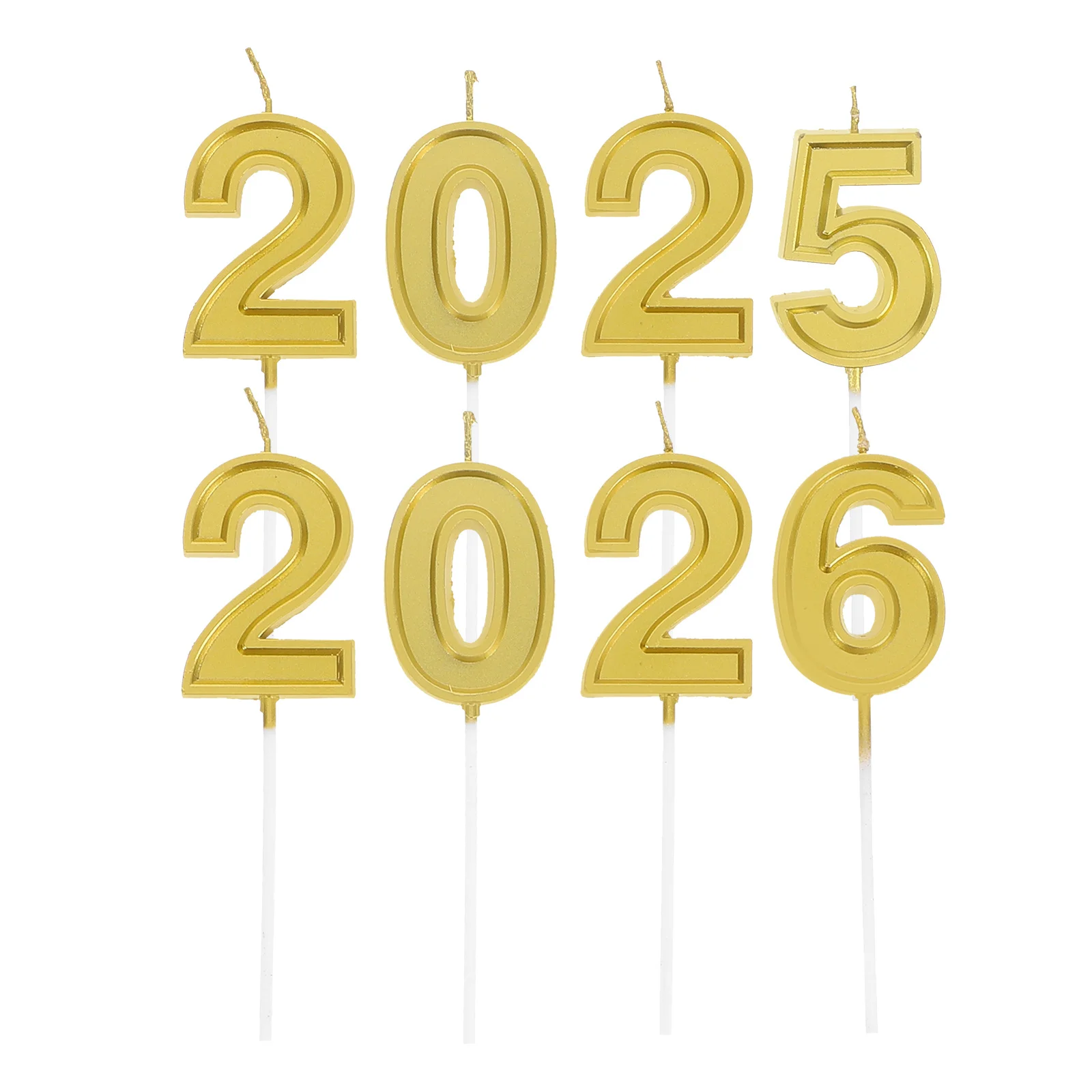 

2Set Number Cake Candles 2025 2026 New Year Party Cupcake Toppers Holiday Celebration Decoration Supplies Number Candles