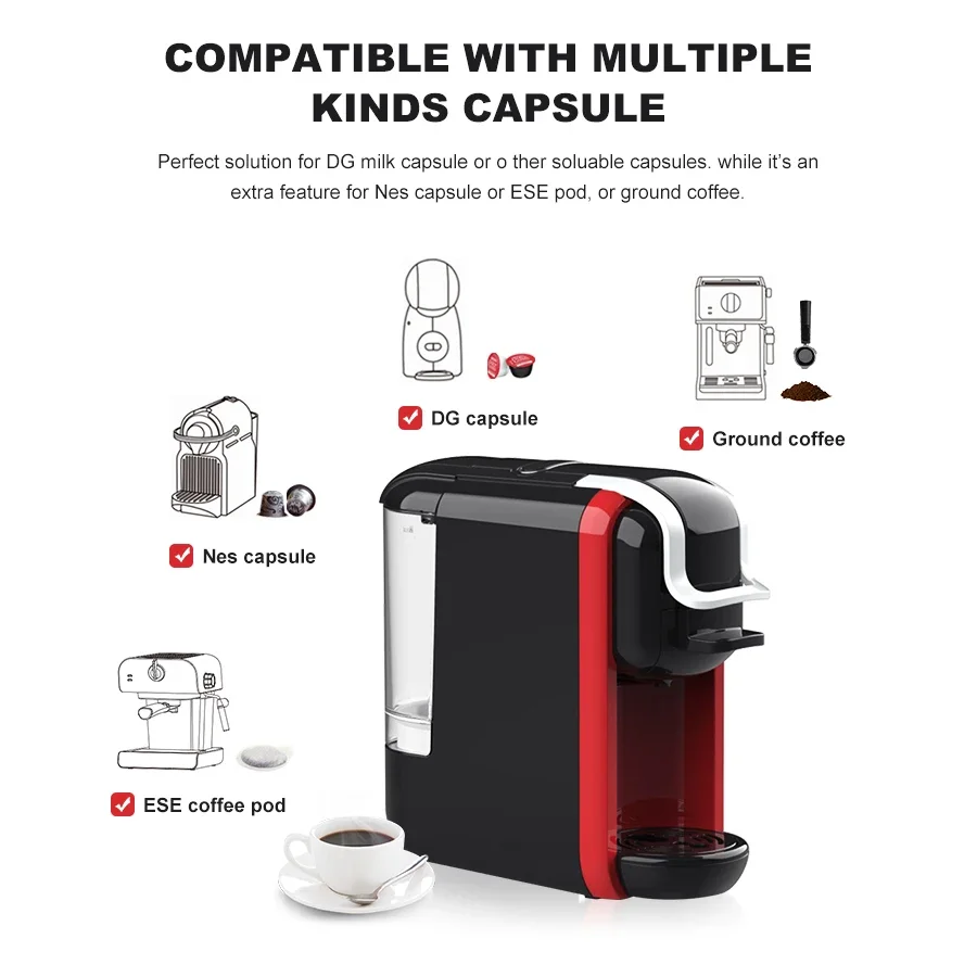 Wholesale 19 bar Cappuccino Electric Coffee Maker 1450w Coffee Machine Automatic 0.6L Water Tank Capacity Capsule Coffee Machine