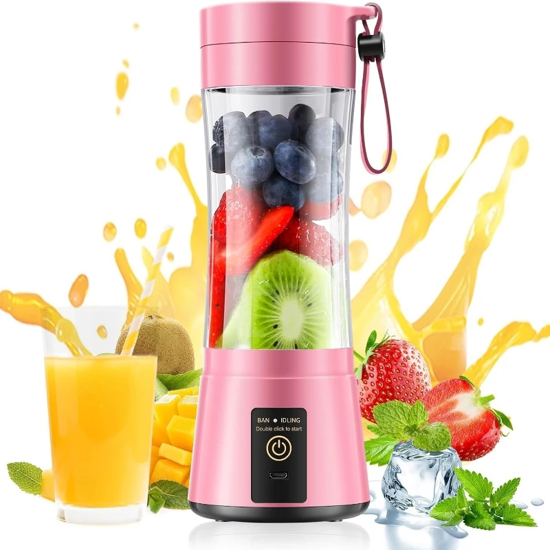Mini licuadora portátil para batidos y batidos, recargable por USB, 380ML, exprimidor de frutas de viaje, taza, licuadora de frutas manual, taza de jugo