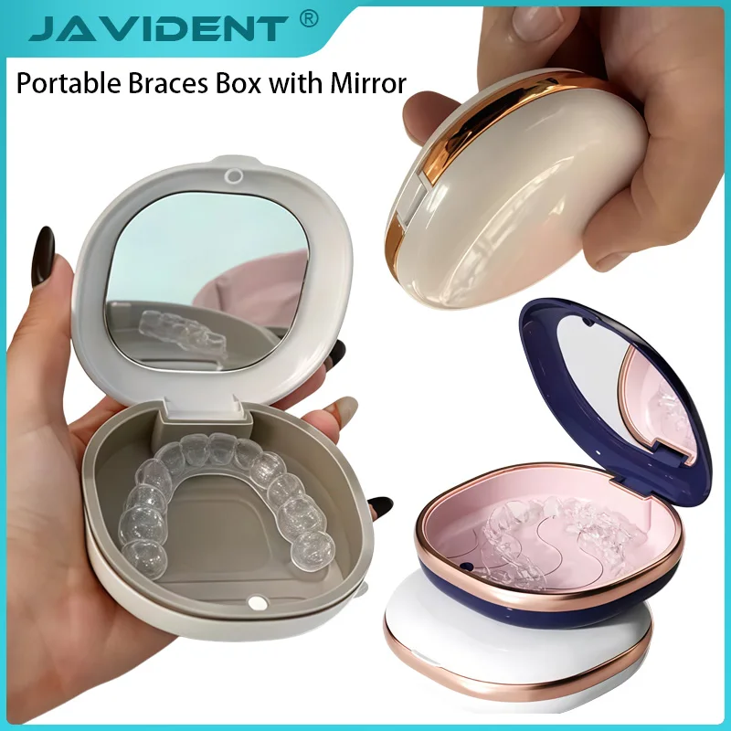 Portable Multi-Functional Storage Case for Invisible Aligners Retainer Case Frosted Case with Built-in Mirror | Dental Supplies