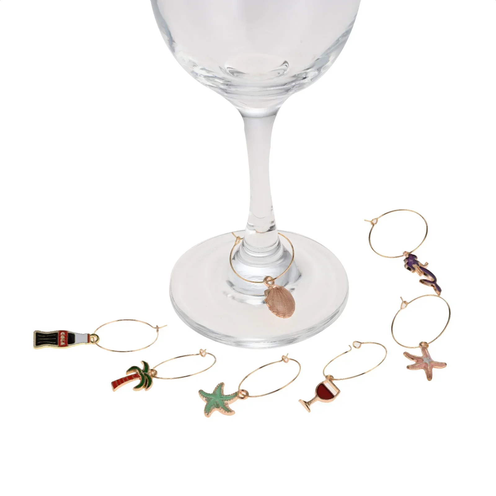 15Pcs Wine Glass Marker with Pendant Drinking Glass Identification Tag Cup Label Bar Party Wedding Keychain Christmas Tree Decor