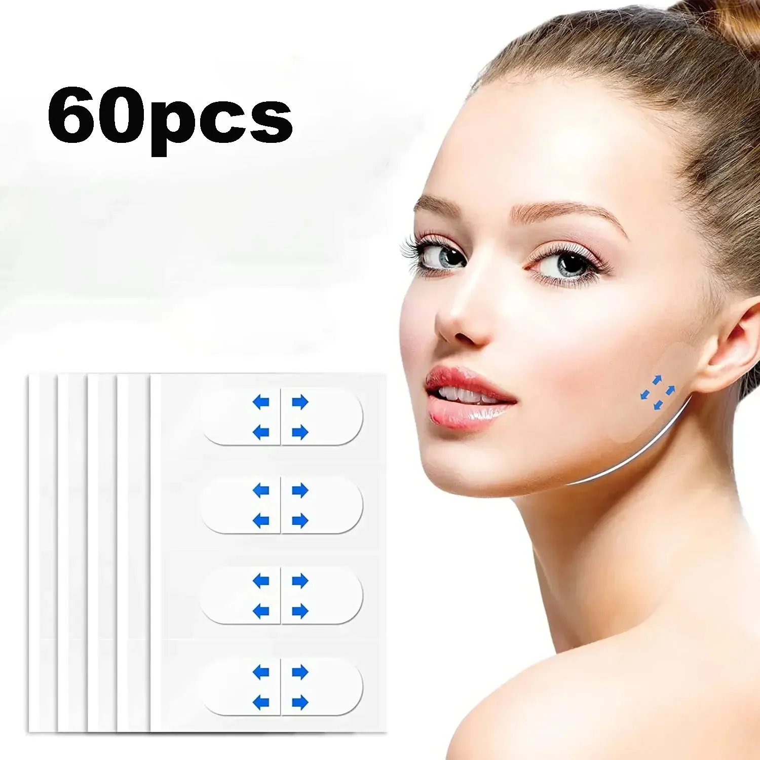 60pcs  Seamless Facial Lifting Tape, Invisible and Breathable, Tightens Skin, Small V Face Tape