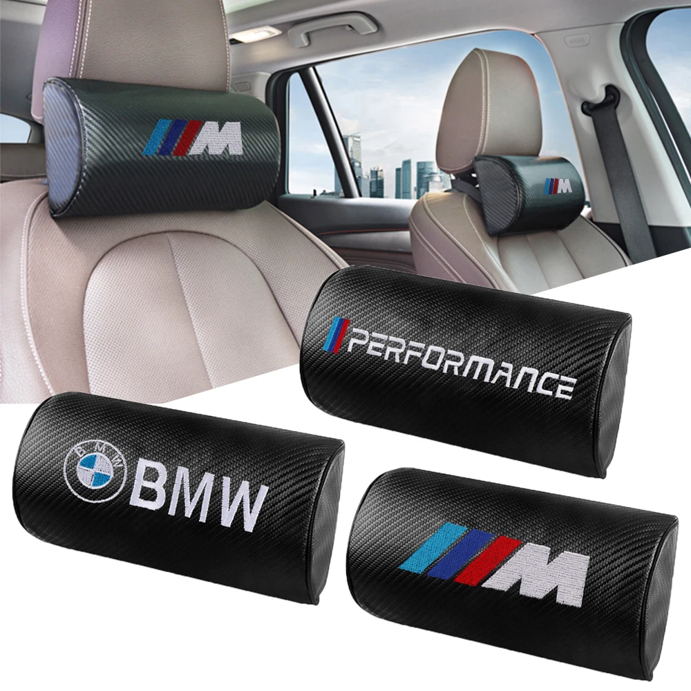 1/2PCS Car Headrest Neck Head Support Pillow Cushion Auto Accessories For BMW M Performance M3 M5 M6 F01 E46 E90 E60 F10 E39 E36