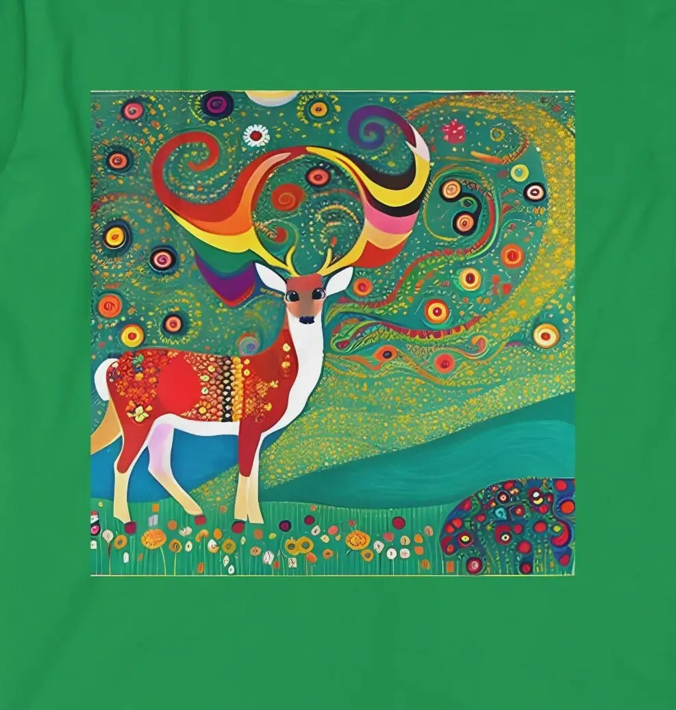 Deer T Shirt Gustav Klimt Style Painting Art PrinT Lover I Love Birthday Basket Colorful