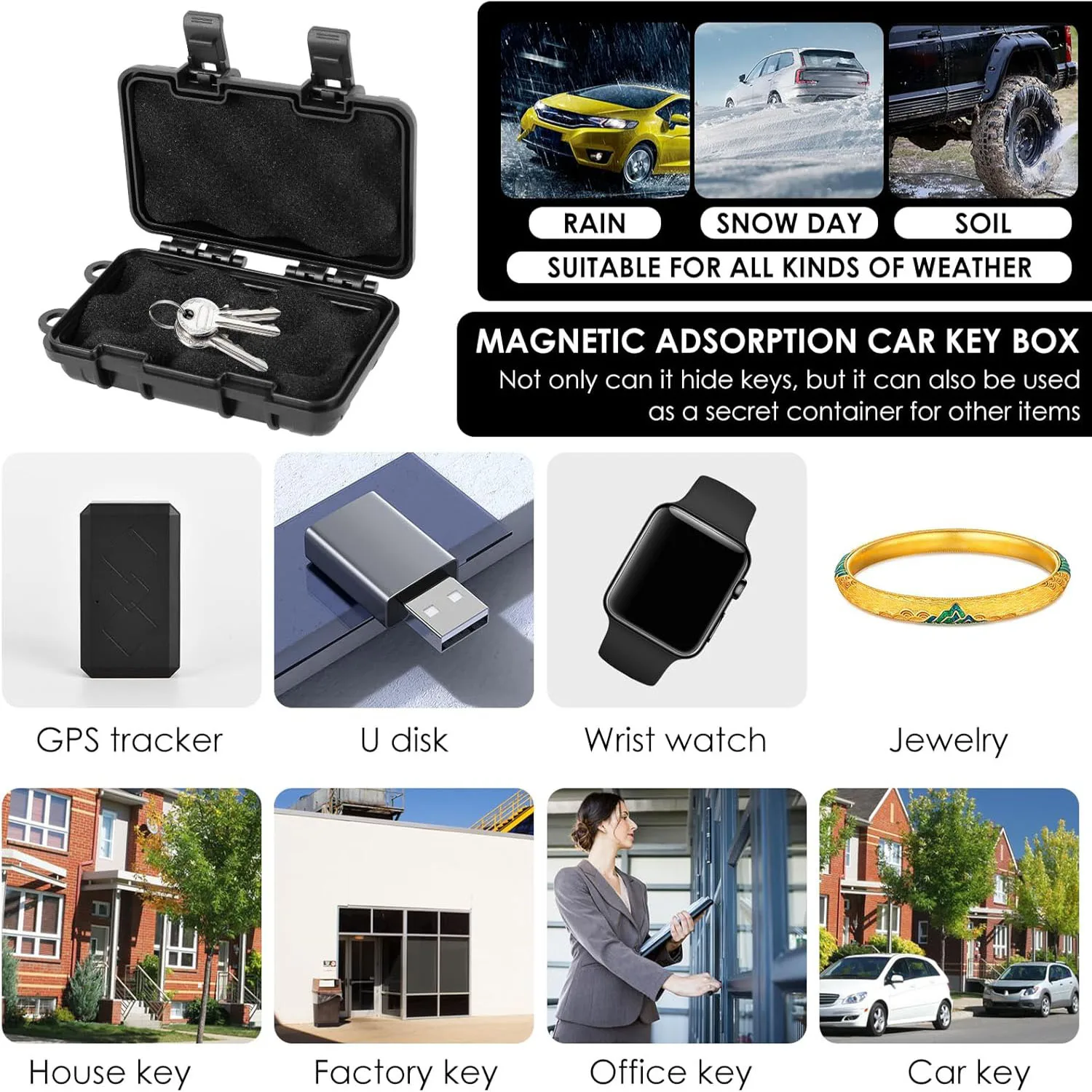 Portachiavi magnetico sotto la scatola portachiavi nascosta dell'auto con forte nascondiglio magnetico custodia multifunzionale scatola magnetica sicura per GPS di ricambio