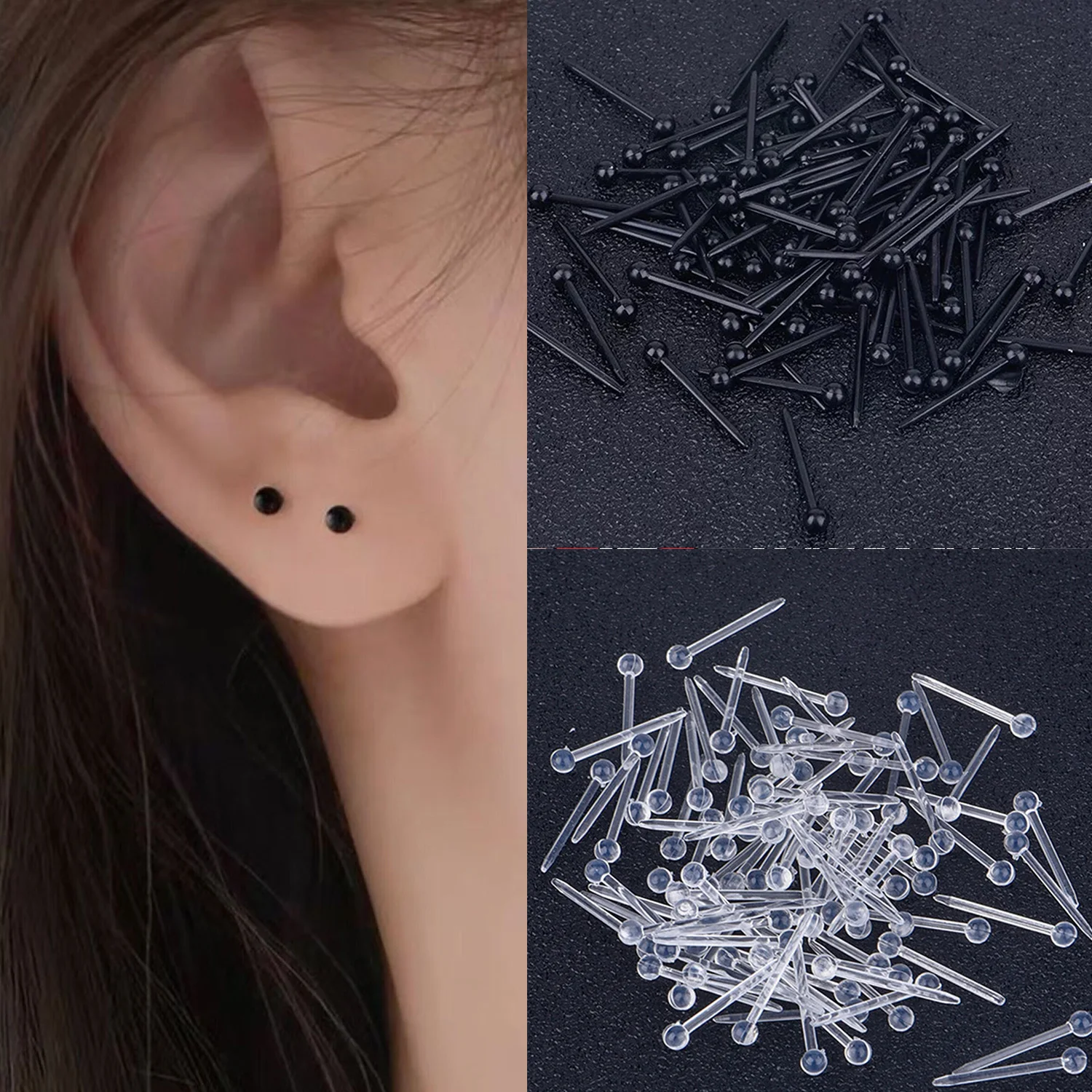 10Pcs Disposable Plastic Earrings Ear Sticks Pins Transparent Earrings For Women's Jewelry Accessories