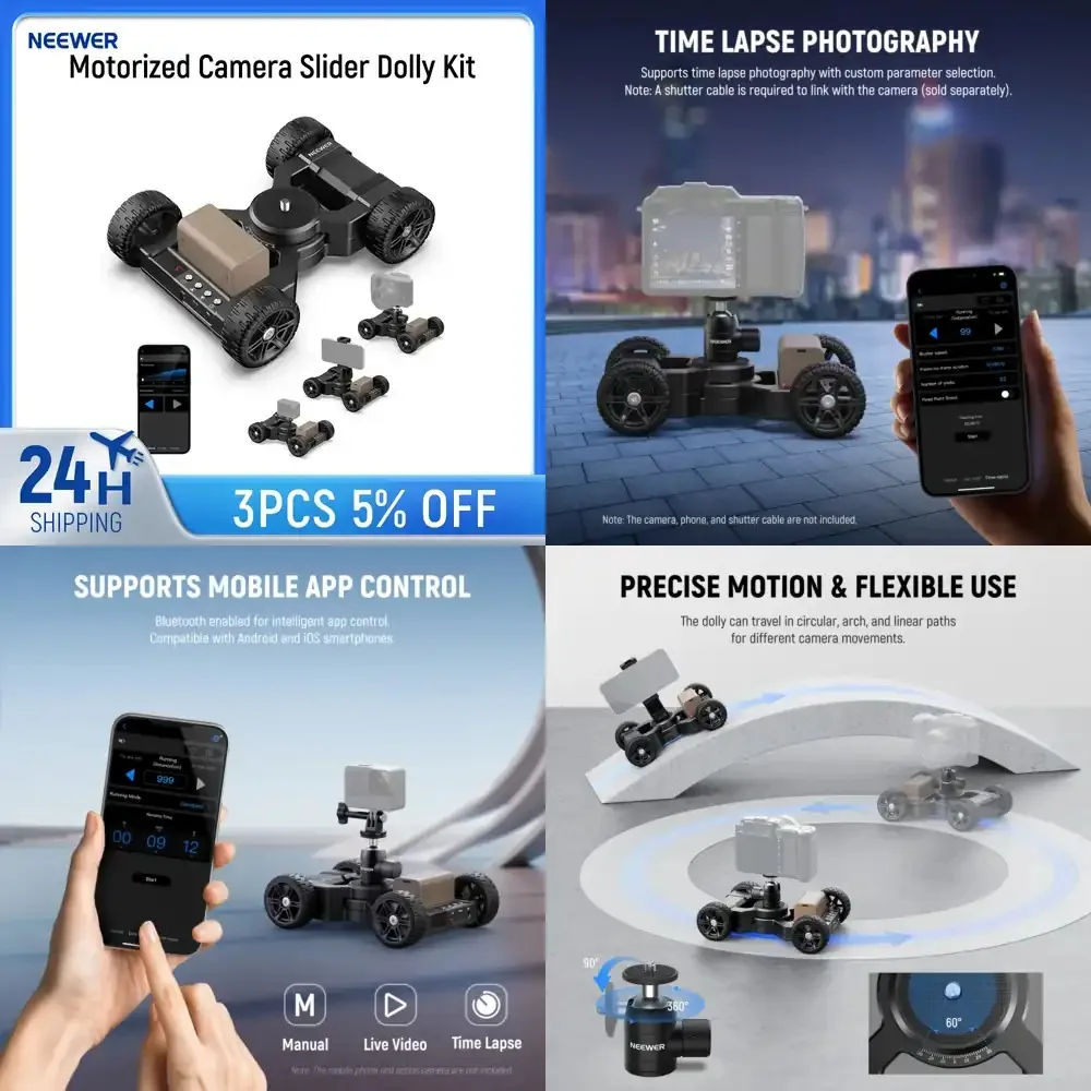 Motorized Slider Dolly Kit with App Control, Ultra Quiet Dual Motor For DSLR