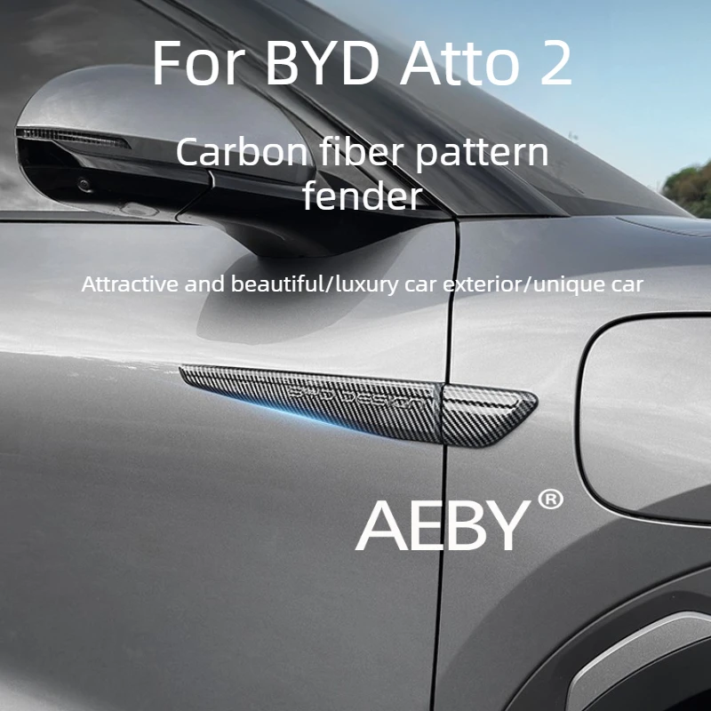 AEBY For BYD Atto 2 2024 Carbon Fiber Fender Side Marker Cover,Car Side Emblem Overlay,Waterproof Exterior Trim,Custom Fit