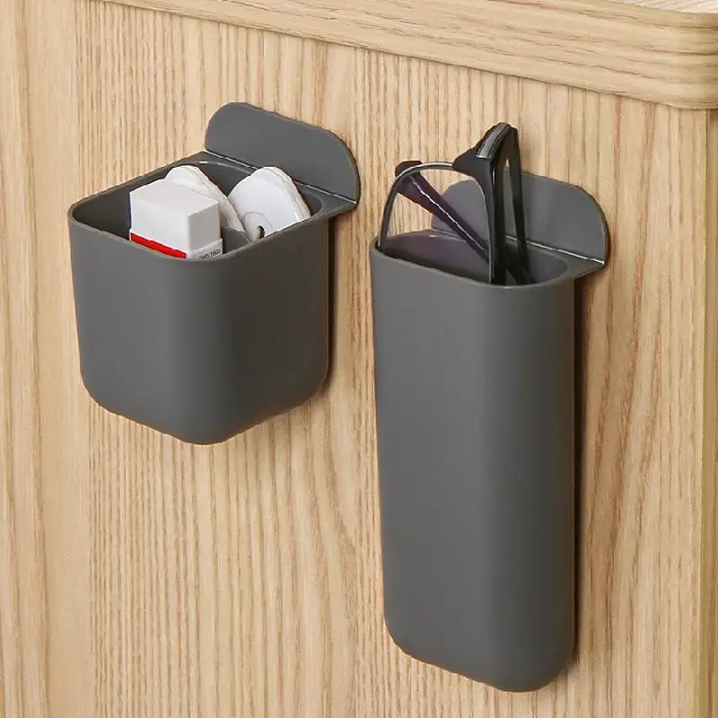 1Pack Desk Pen Holders, Clip-on Pencil Storage Containers, Adhesive Office Supplies Accessory, PP Plastic Desk Organizer Set