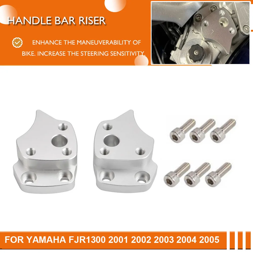 Rehausse De Guidon En Aluminium Pour Yamaha FJR1300 (2006-2020) - Élévation 25 Mm, Couleur Argent