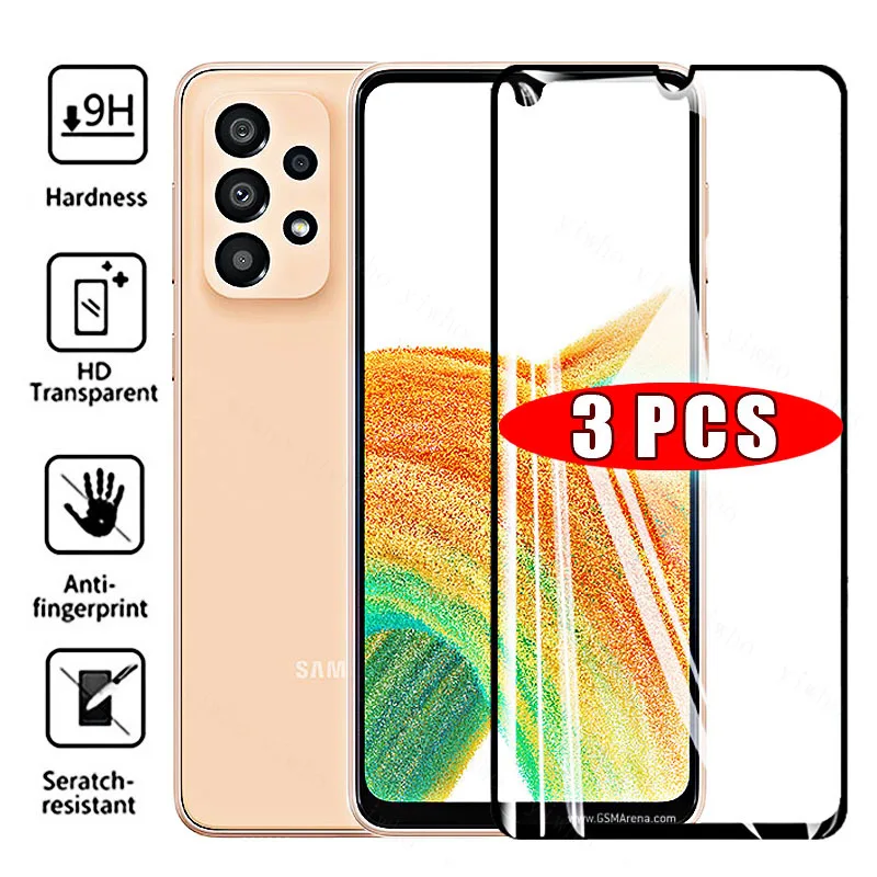 

Full Cover Tempered Glass for Samsung Galaxy A33 5G Screen Protector on For Samsung A33 A53 A73 A72 71 52 52s M52 32 22 12 Glass