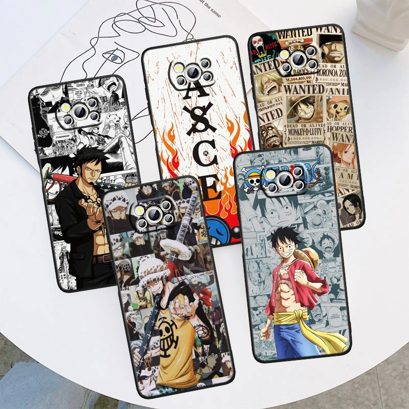 Anime Ones P-Piece Luffys Art Phone Case For Xiaomi Mi Poco X5 X4 X3 M5 M5S M4 M3 F5 F4 F3 F2 C40 Pro GT NFC 5G Black Cover