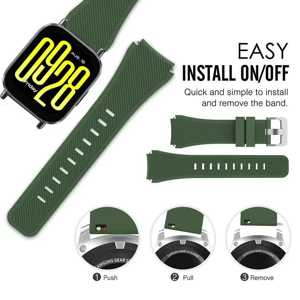 22mm Silicone Strap for Redmi Watch 5 Lite Sport Bracelet Watchband Accessories Correa for Redmi Watch 5 Active Smart Watch Band