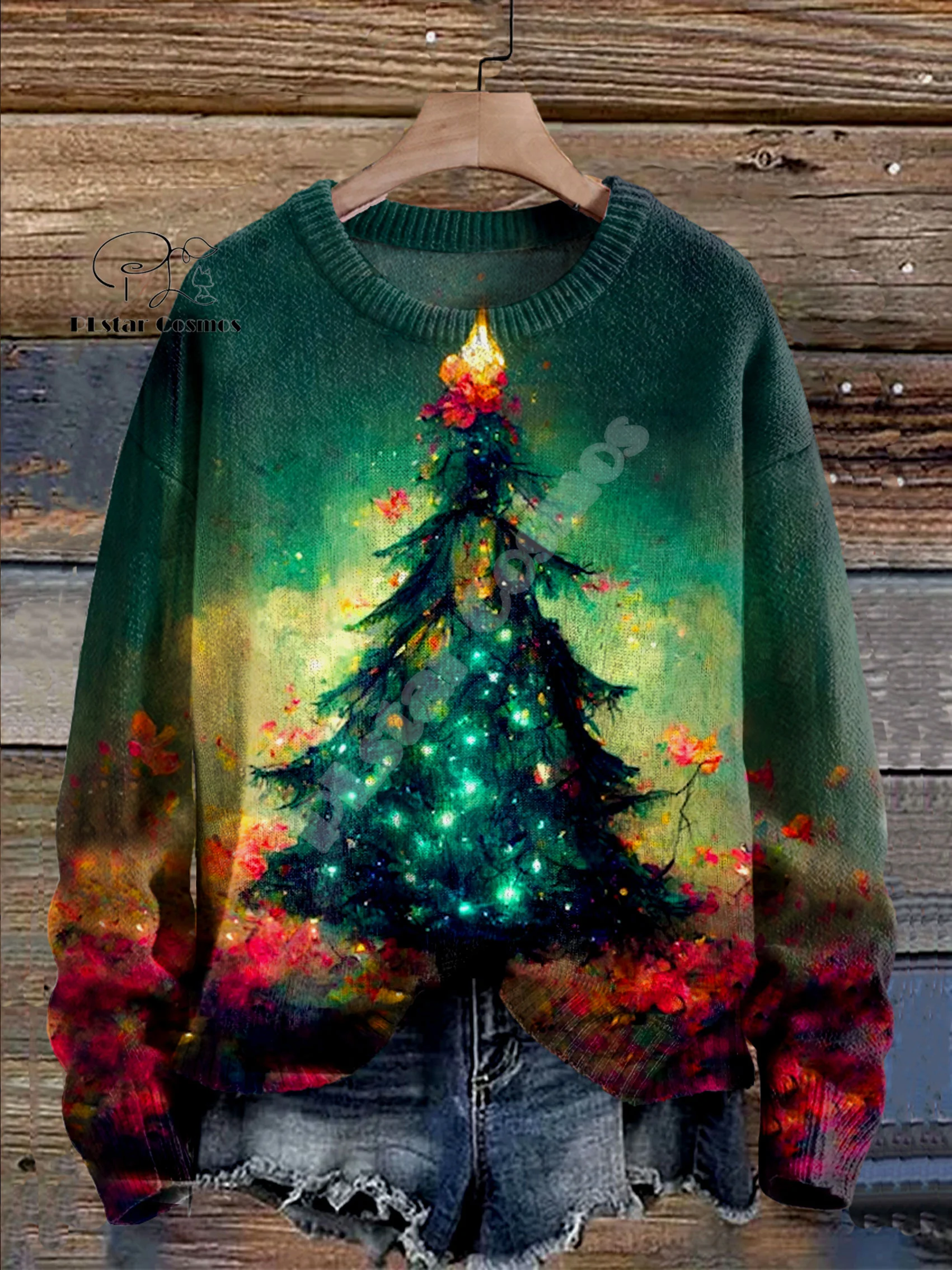 Christmas Santa Claus Cat Dog Graffiti Vintage Retro Winter Ugly Sweater 3DPrint Harajuku Pullover Casual Funny Long Sleeves V14