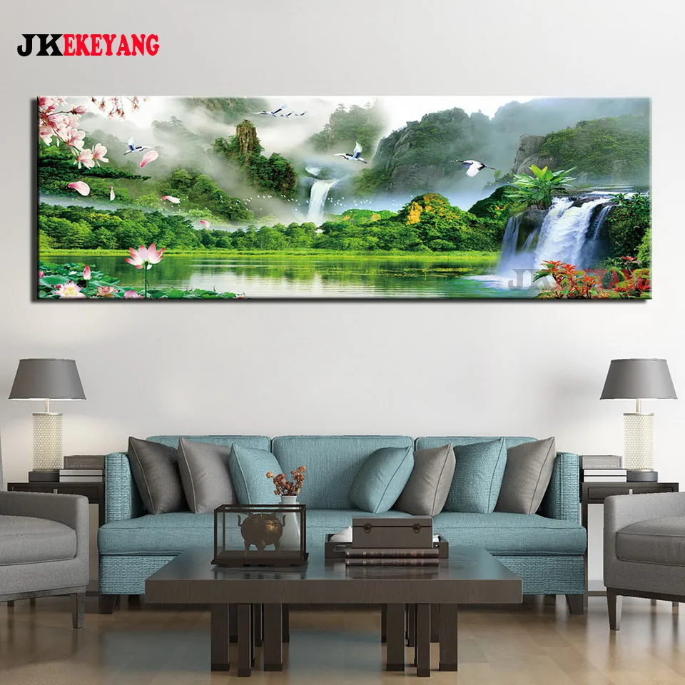 Large Wall Art Pictures 5D Diy Diamond Painting Mountain River Waterfall Diamond Mosaic Rhinestone Embroidery Cross Stitch Y4016