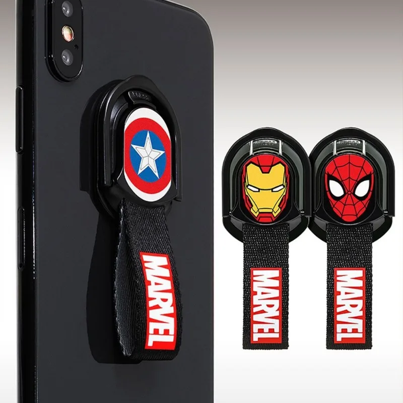 Marvel Spiderman Captain America Iron Man Peripheral Movies Creative Portable Reversible Phone Holder Anti-Lost Ring Lanyard