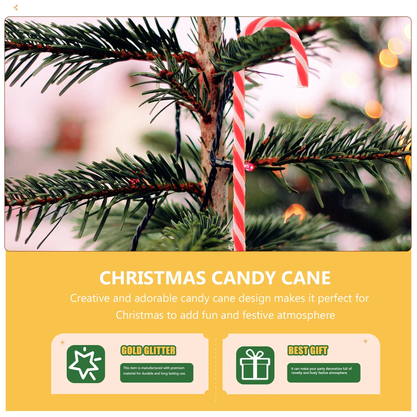 

6Pcs Festive Candy Cane Stakes Christmas Tree Decorations Bright Colorful Canes for Holiday Party Decoration Kids Surprise Gift