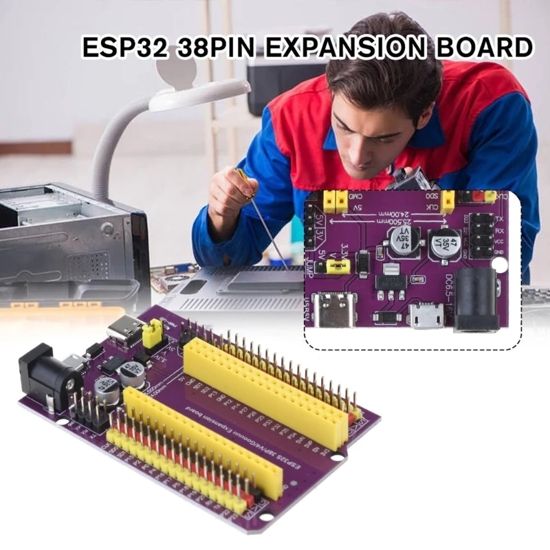 Placa de Expansão ESP32 Development Board, Tipo C, CP2102, WiFi, Bluetooth, Dual-Core, ESP32-DevKitC-32, ESP-WROOM-32