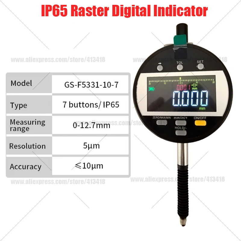 IP54 digitale indicator, elektronische meetinstrument, meetbereik 0-12,7/25,4/50,8 mm, nauwkeurigheid 1 μm, oplaadbare batterij, met PC-dataverbinding.
