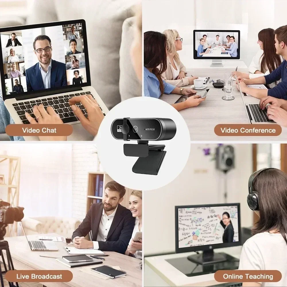 Webcam Full HD 4K dengan Mikrofon Fokus Otomatis Kamera Situs Web 8MP untuk Windows PC Laptop IOS Macbook Kamera Web Eksternal Panggilan Video