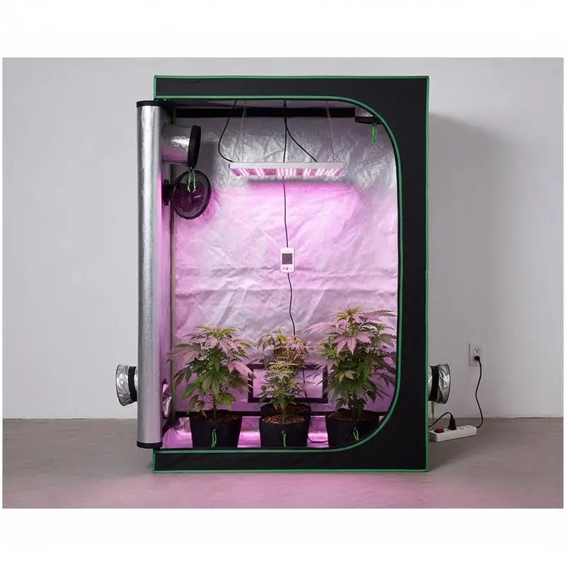 Serre de culture, 120x60x180 cm, box de culture 600D en Mylar hautement réfléchissant, tente de culture intérieure avec fenêtre d'observation, plateau de base et fermeture éclair, serres de culture pour fruits, fleurs et légumes