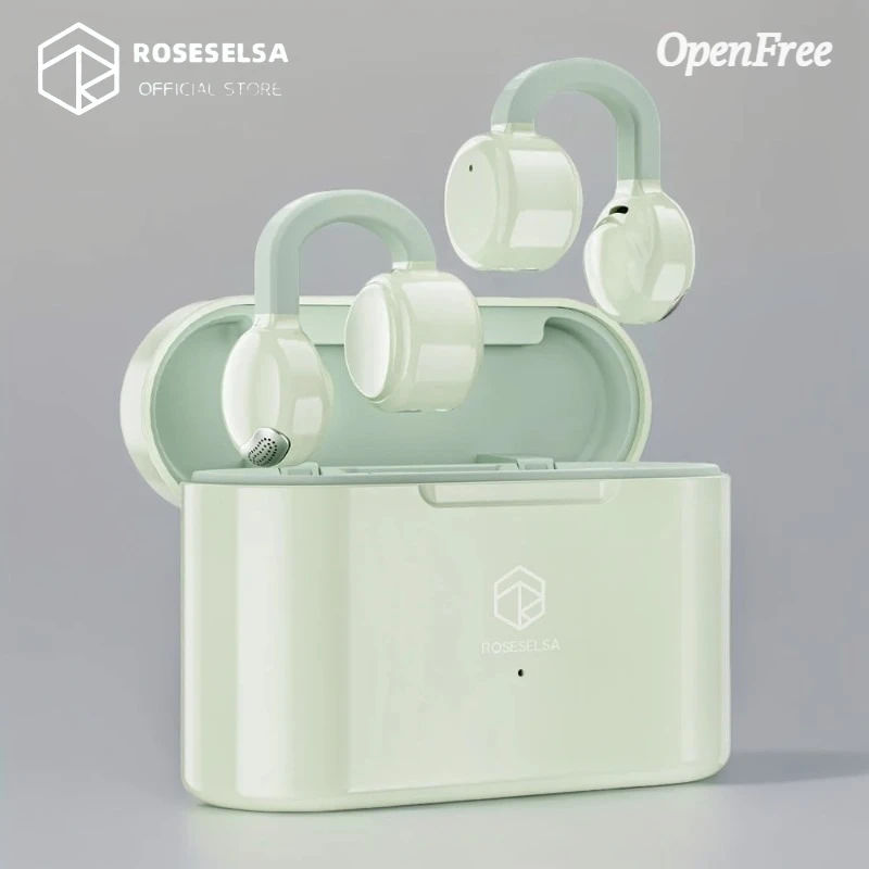 

ROSESELSA OpenFree Open Ear Earbuds Wireless Bluetooth Clip Headphones Lightweight Comfort Earbuds Design Fit Sports Running