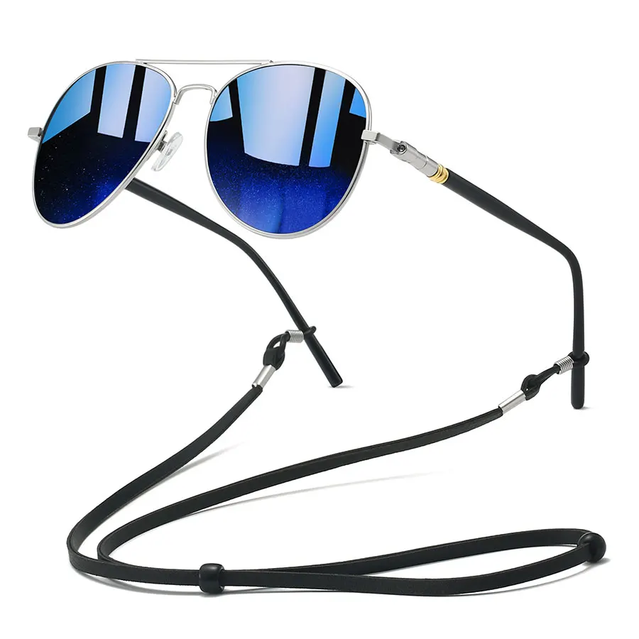 أزياء خمر النظارات الشمسية المعدنية UV400 مع سلسلة للرجال والنساء العلامة التجارية الفاخرة مصمم ريترو ستايل لصيد الأسماك والقيادة #1