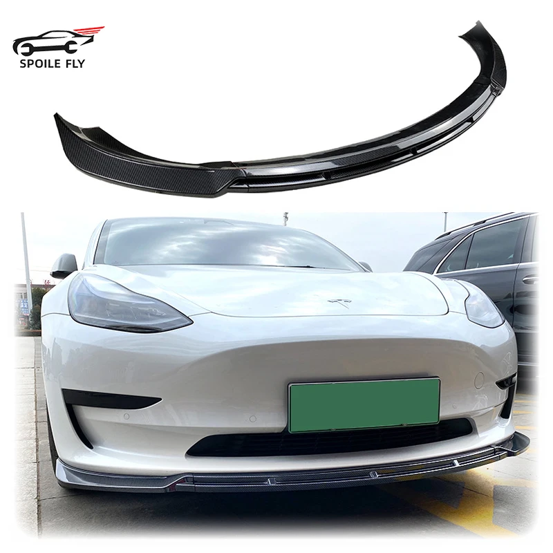 2017 To Up 3x For Tesla Model 3 Maxton Style Front Bumper Lip Cover Splitter Canards Gloss Black Body Kit Spoiler Deflector