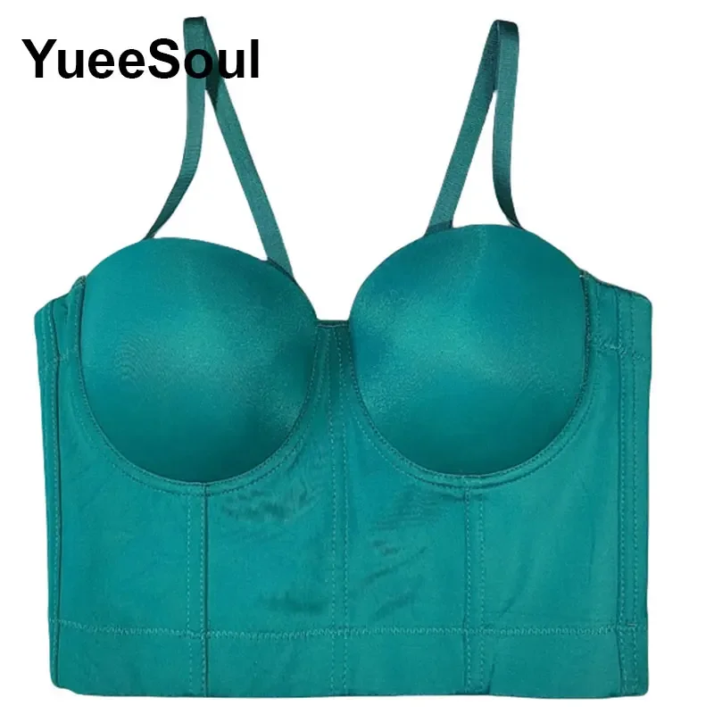 Zielony top Y2K 2026, nowy letni seksowny gorsetowy crop top na wieczorne imprezy i do klubu, uroczy, casualowy, dopasowany top na ramiączkach dla kobiet w stylu high street. — zdjęcie 5