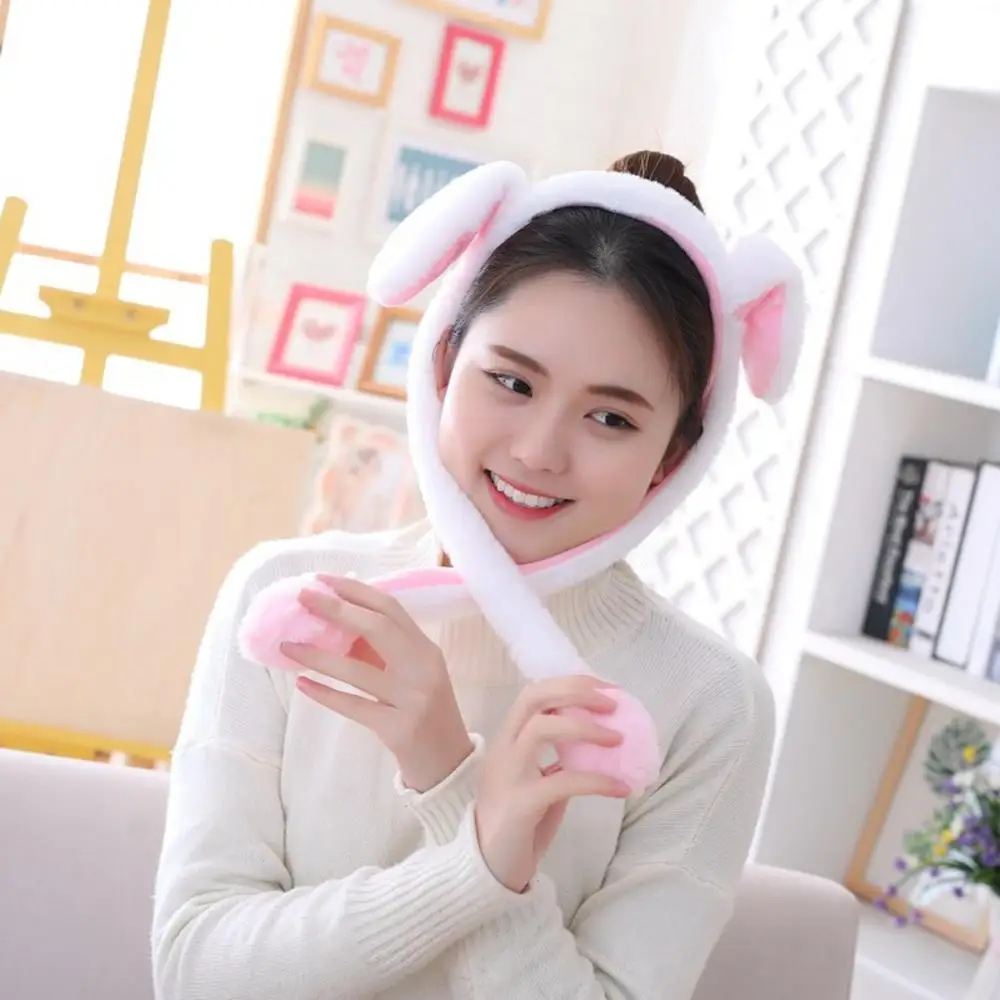 Bunny Ear Headband Moving Rabbit Jumping Hat Kawaii Plush Rabbits Ears Crazy Hat For Women Girls Kid Cosplay