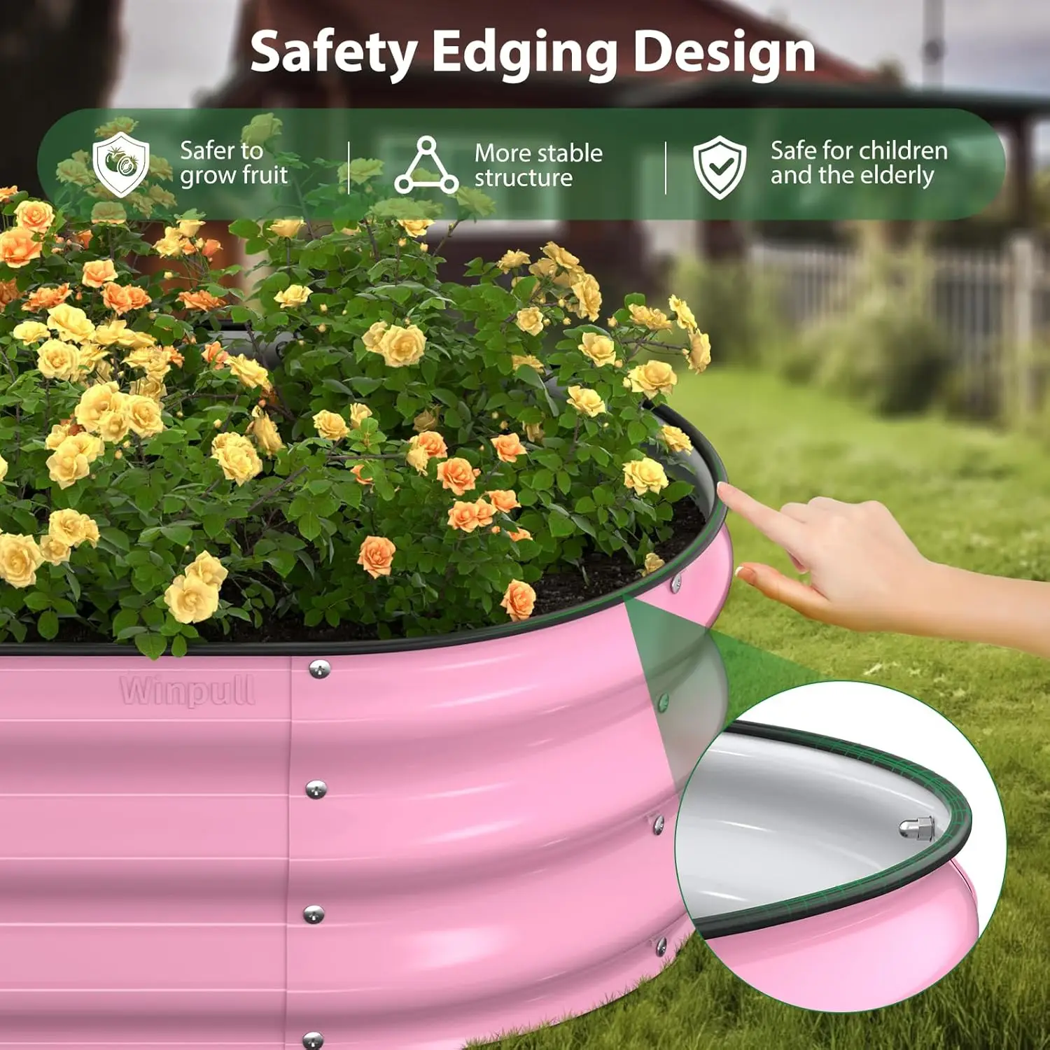 Raised Garden Bed Kit, 5x2x1 ft Galvanized Planter Box Outdoor(Blush Pink) view 2