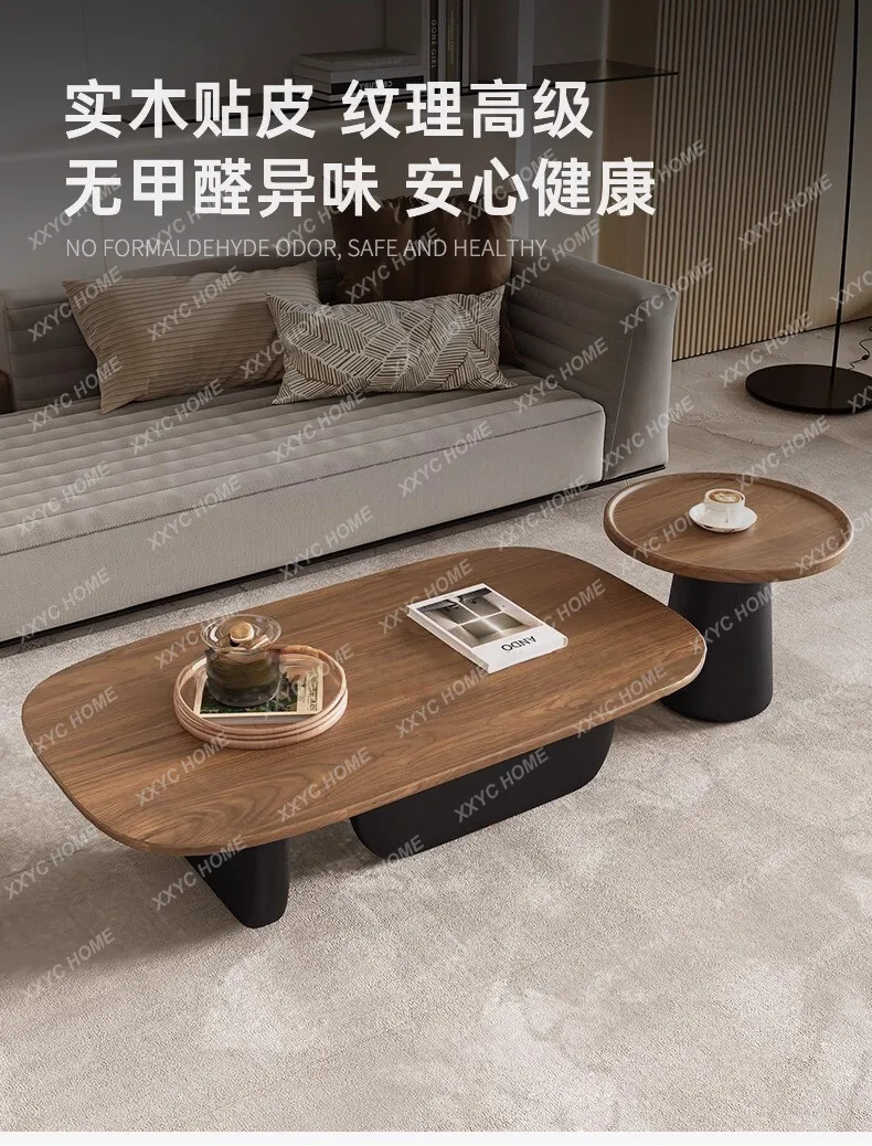 Medieval walnut veneer coffee table tea table home living room high-end light luxury combination