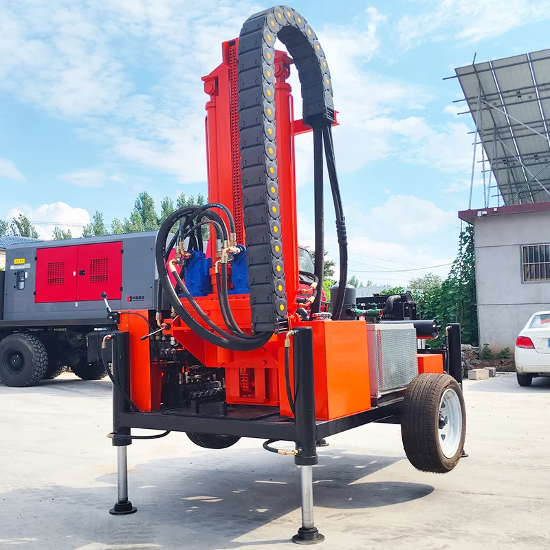 カスタマイズされたシャーシ水空井戸掘削装置、車輪式・履帯式走行装置の切り替えが可能、200m深度掘削用