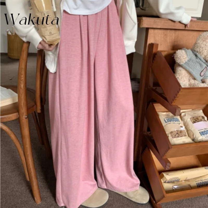 

WAKUTA Japanese Classic Soft Comfortable Straight Baggy Pants Fashion Loose Thin Glutinous Rice Pants Fall Commuter Lady Pants