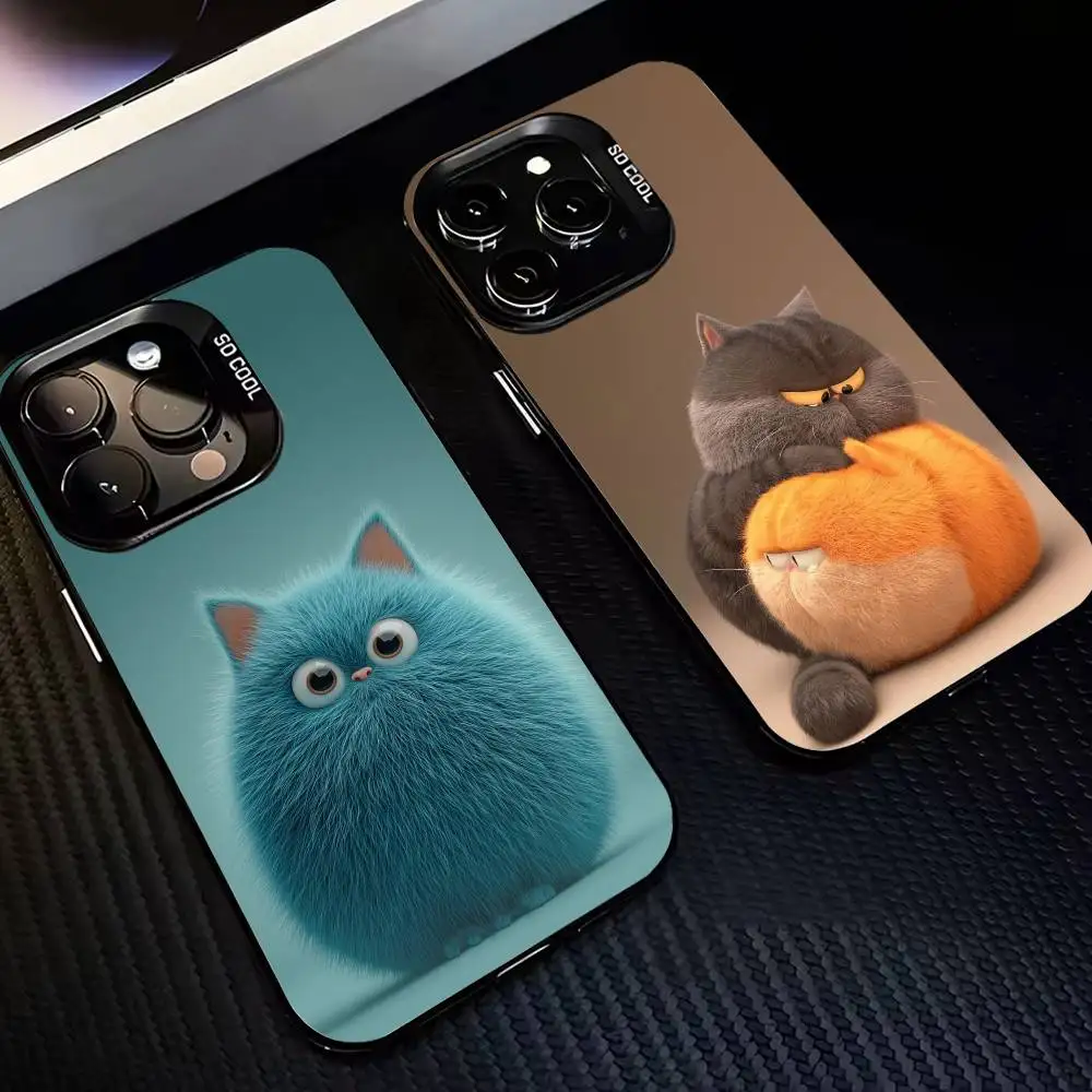 

Cute little A-Animals Phone Case For iPhone16 15 14 13 12 Pro Max Grey Black Matte Laser Metallic Aurora Funda