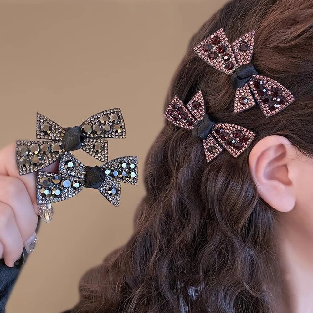 

Сверкающие заколки для волос со стразами и бантом из кожи аллигатора, заколки в виде утконоса для женщин и девочек, заколки с боковой челкой, вечерние аксессуары для волос
