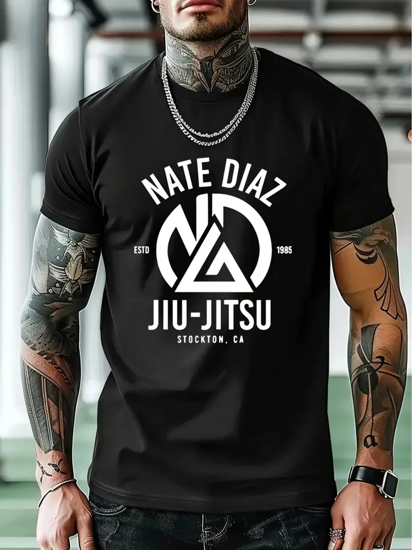 

Nate Diaz Est. 1988 Jiu-Jitsu Stockton CA Print T-Shirt 100% Cotton O-Neck Short Sleeve Summer Casual Mens T-shirt Streetwear