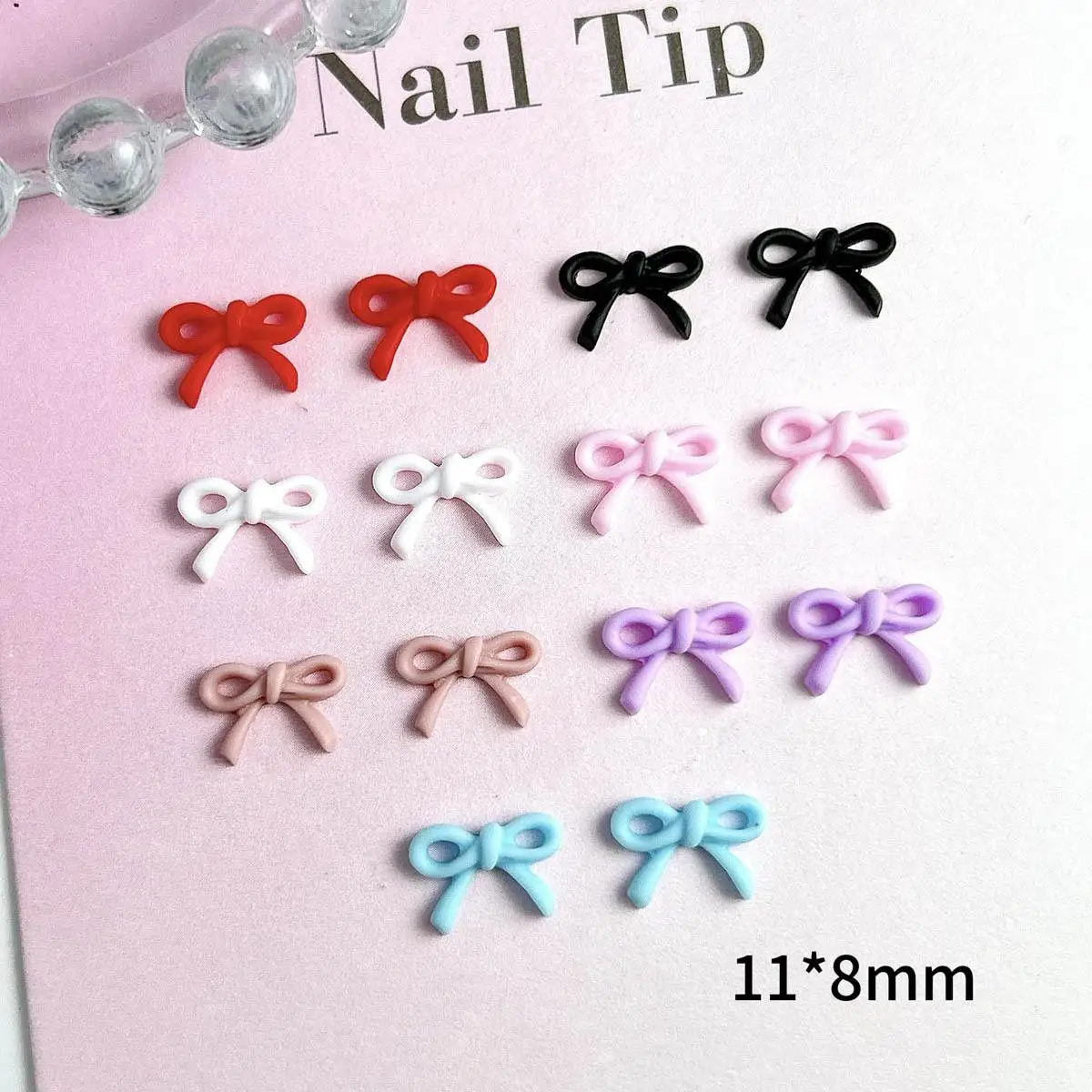 

50PCS Minimalist 7-Color Coil Bow Nail Art Decorations Accessories 3D Resin Colorful Bow Nail Charms Supplies For DIY Crafts