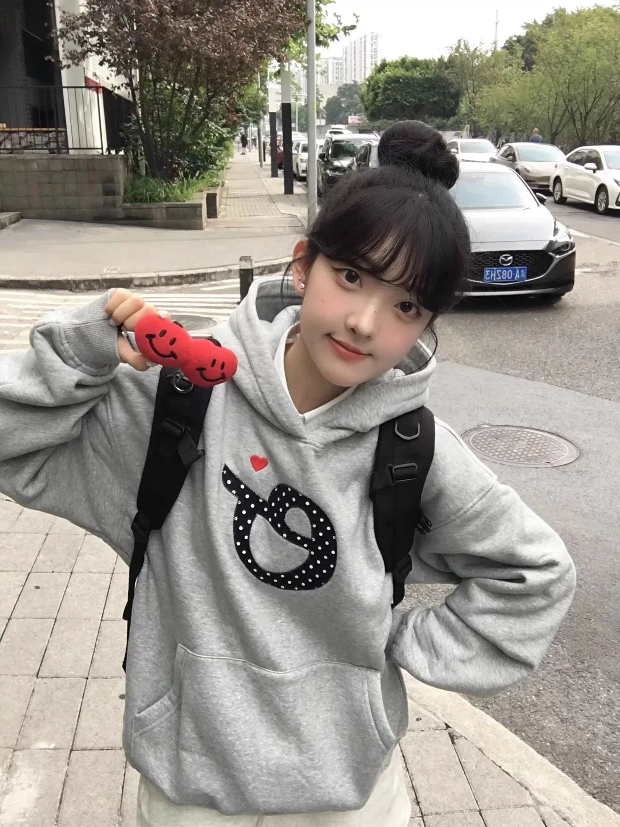 Fce Lined Hoodie Sweatirt with Letter Print Heart Print Loose Fit Women's Faion Winter Casual Comfortable Top