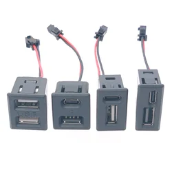 1pc Double Layer Usb Female Base Type-C Socket and Usb Lamp Charging Socket Power USB-C Port With Cable Connector